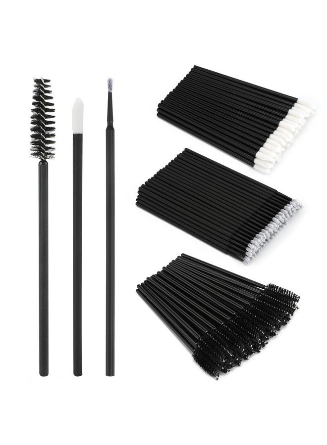 300Pcs Eyelash Extension Supplies Kit 100Pcs Disposable Lip Wands 100Pcs Mascara Brush Applicators 100Pcs Micro Brushes For Eyebrow Eyelash Extension And Makeup Kits (Black）