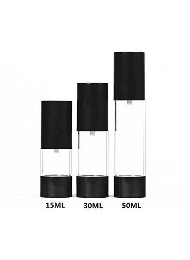 2Pcs Black Empty Refillable Plastic Airless Pump Bottle Airless Vacuum Pump Cream Lotion Make Up Bottle Jars Toiletries Liquid Container Lightweight Leak Proof For Home And Travel Use(30Ml1Oz)