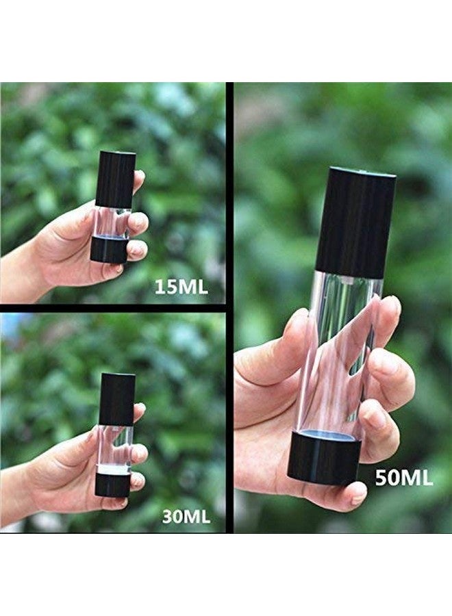 2Pcs Black Empty Refillable Plastic Airless Pump Bottle Airless Vacuum Pump Cream Lotion Make Up Bottle Jars Toiletries Liquid Container Lightweight Leak Proof For Home And Travel Use(30Ml1Oz)