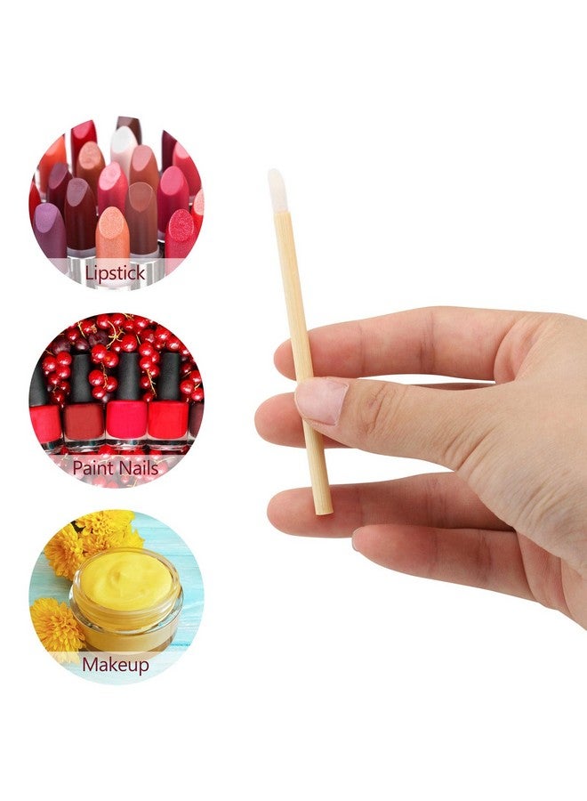 100Pcs Disposable Bamboo Handle Lip Brushes Lipstick Lip Gloss Wands Applicator Makeup Tool