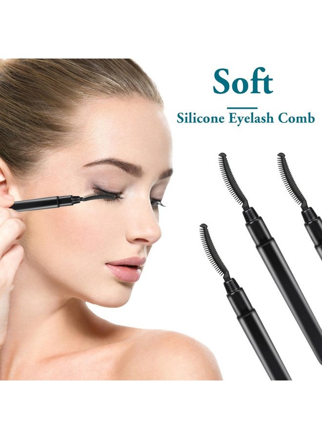 3 Pcs Silicone Lash Brush Mascara Eyelash Separator Eyelash Comb Eyebrow Brush Eyelashes Definer With Dust Lid Lash Separating Comb Brow Grooming Brush