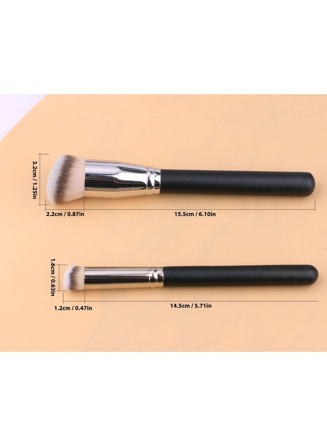Foundation Brush For Liquid Makeuppremium Synthetic Angled Kabuki Blending Makeup Brush Perfect For Any Lookfor Blending Liquidbuffingcreamsculptingmineral Makeup（Two Models）