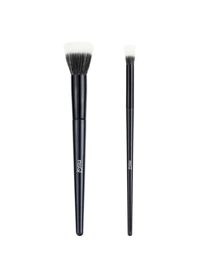 Stipple Blush Brushes 2Pcs Duo Fiber Stippling Brush Flat Top Double Stipple Makeup Brush Great For Blending Highlight Blushcontour Cream Foundationsmooth & Natural