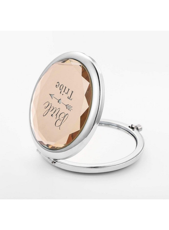 Pack Of 9 Compact Pocket Makeup Mirrors Set Include 1 Bride To Be Mirror And 8 Bride Tribe Mirrors Bachelorette Party Bridesmaid Proposal Gifts (Champagne)