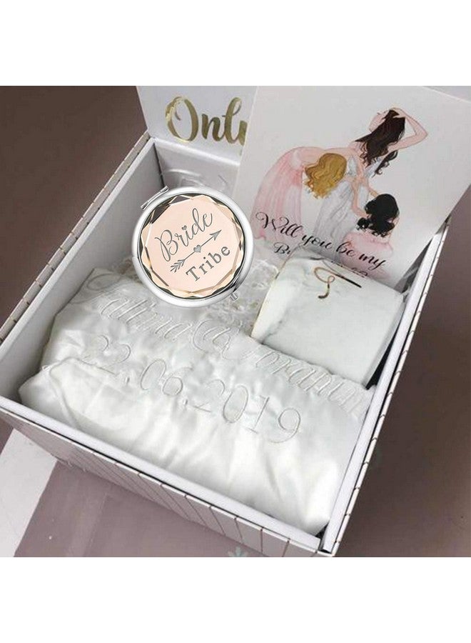 Pack Of 9 Compact Pocket Makeup Mirrors Set Include 1 Bride To Be Mirror And 8 Bride Tribe Mirrors Bachelorette Party Bridesmaid Proposal Gifts (Champagne)