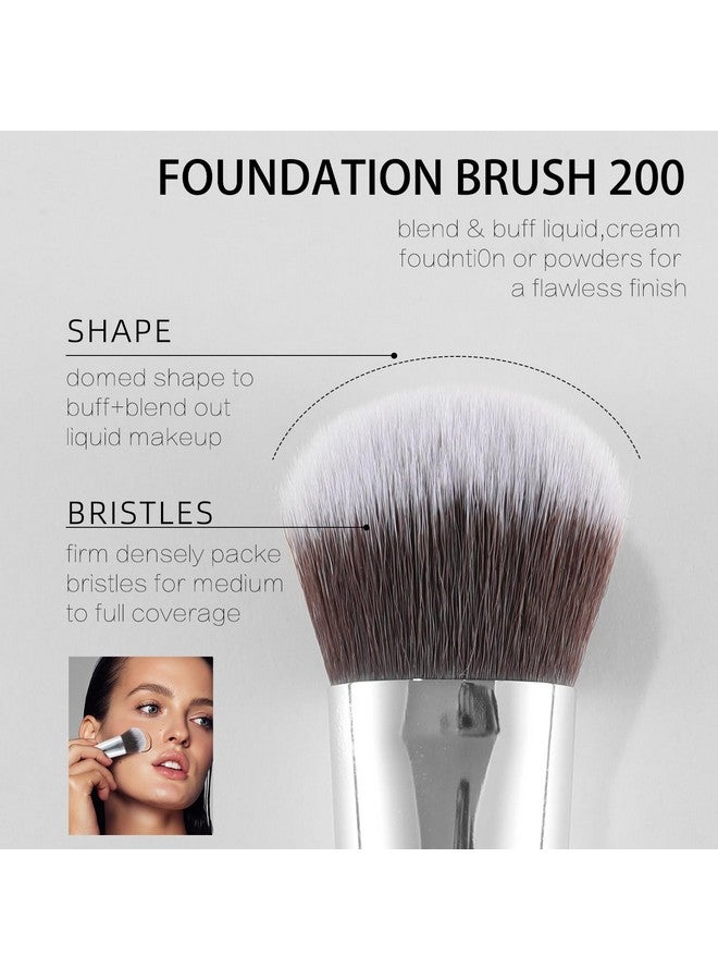 Foundation Brush Expert Face Makeup Brush For Liquid Cream Powder Blending Buffing Buildable Coverage For Base Makeup Dense Vegan Synthetic Bristles Black