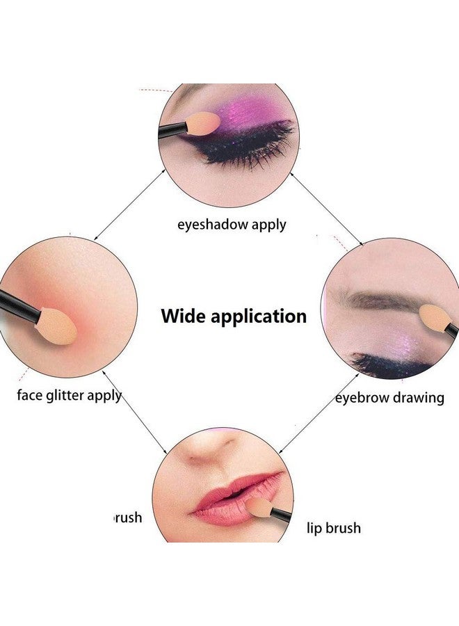 50Pcs Disposable Eyeshadow Brush Eyeshadow Stick Lip Brush Sponge Applicator Oval Makeup Tooldouble Ended And Dual Sides Colors Design3Inch Black