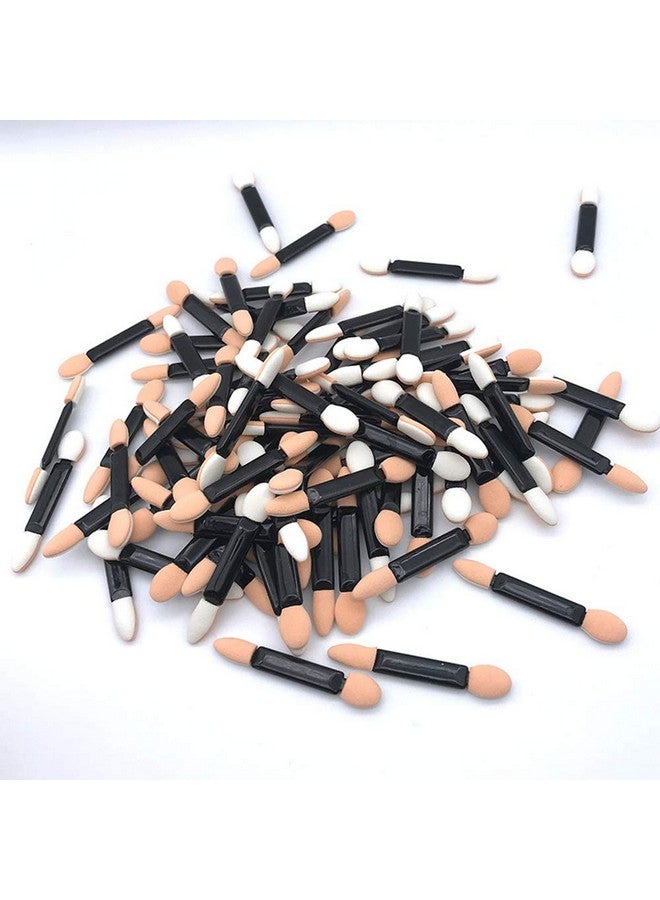 50Pcs Disposable Eyeshadow Brush Eyeshadow Stick Lip Brush Sponge Applicator Oval Makeup Tooldouble Ended And Dual Sides Colors Design3Inch Black