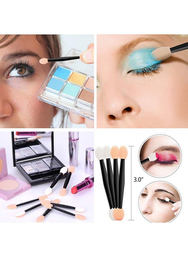 50Pcs Disposable Eyeshadow Brush Eyeshadow Stick Lip Brush Sponge Applicator Oval Makeup Tooldouble Ended And Dual Sides Colors Design3Inch Black