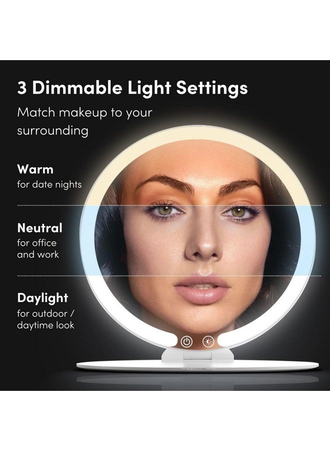 Rechargeable Travel Makeup Mirror With Led Light 8 Foldable Stand 3 Color Lighting Travel Mirror. Dimmable & Lightweight Portable Vanity Mirror Beauty Travel Essential Abigail