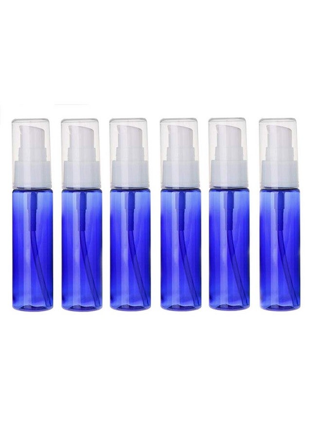 6Pcs 30Ml1Oz Empty Refillable Plastic Lotion Pump Bottles Portable Cosmetic Makeup Sample Storage Container Vial Pot For Shower Gel Shampoo Toiletries Liquid(Blue)