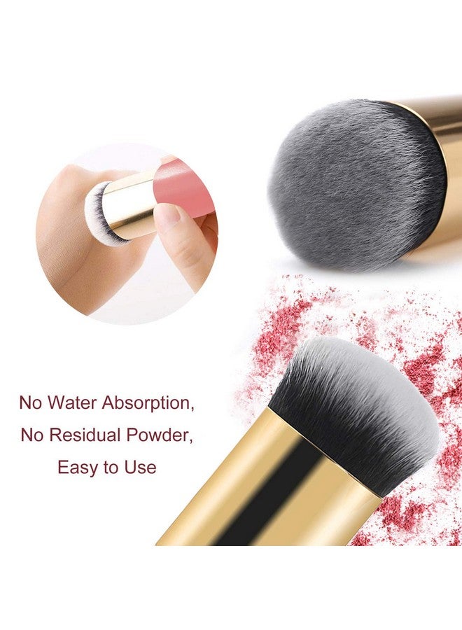 2 Pieces Foundation Brush Chubby Makeup Brush Suit For Blending Liquid Cream Or Flawless Powder Cosmetics(Golden & Pink)