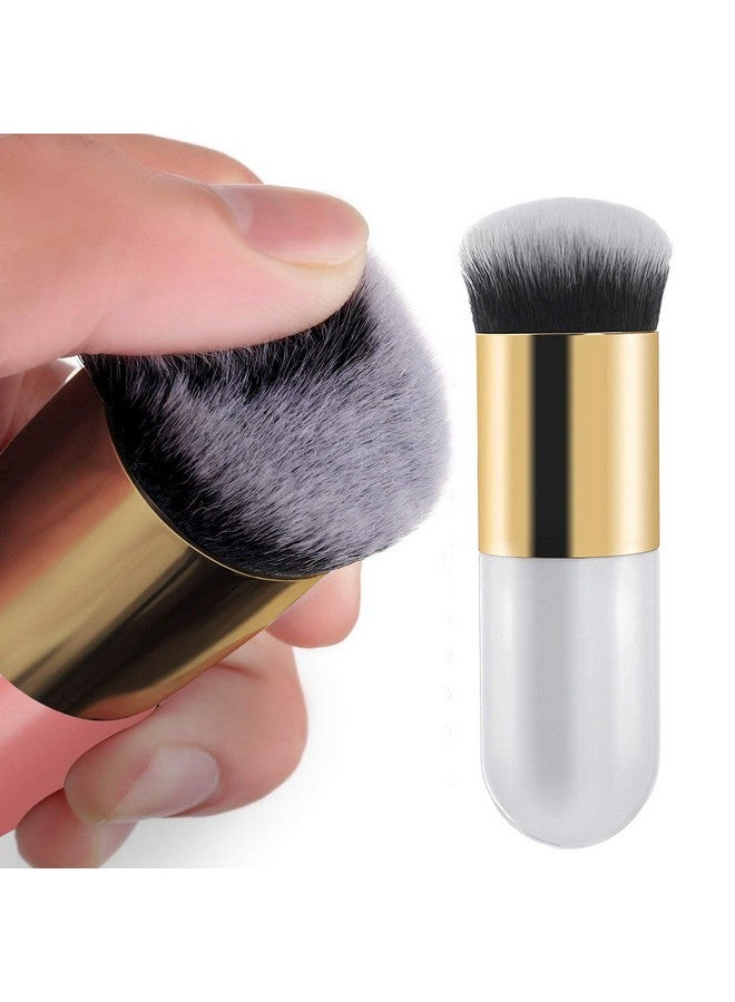 2 Pieces Foundation Brush Chubby Makeup Brush Suit For Blending Liquid Cream Or Flawless Powder Cosmetics(Golden & Pink)