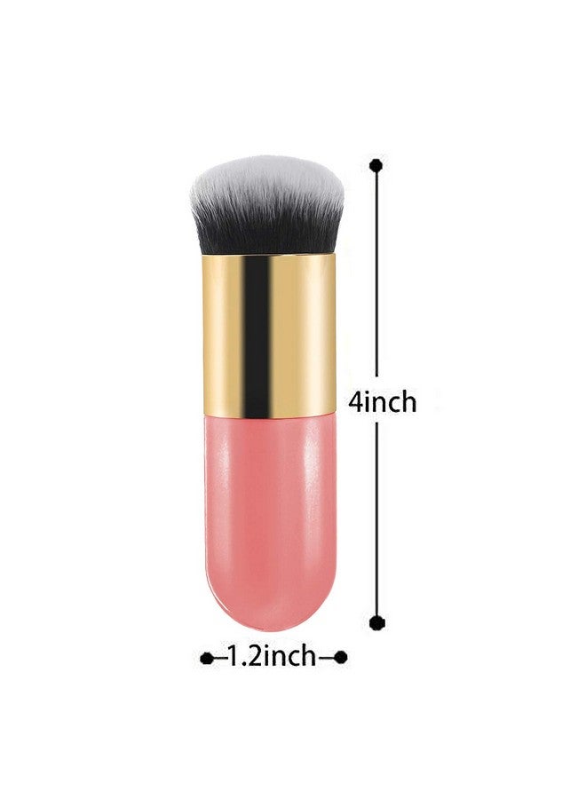 2 Pieces Foundation Brush Chubby Makeup Brush Suit For Blending Liquid Cream Or Flawless Powder Cosmetics(Golden & Pink)