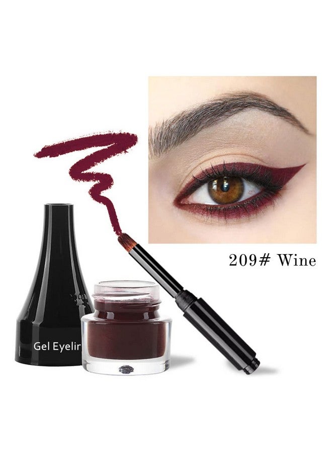 Waterproof Gel Eyeliner In Wine 2In1 With Brush 10 Colors Skinfriendly Waterproof Longwearing 0.08 Oz