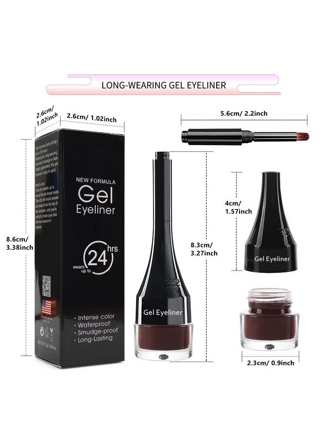 Waterproof Gel Eyeliner In Wine 2In1 With Brush 10 Colors Skinfriendly Waterproof Longwearing 0.08 Oz