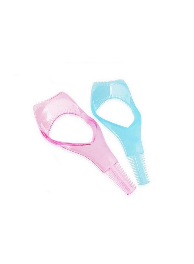2Pcs Women Lady Upper Lower Eyelash Mascara Guard Applicator Guide Template With Eyelash Comb Girls Plastic Eye Lash Assistant Helper Stencil Shaper For Beginners Cosmetic Makeup Tools