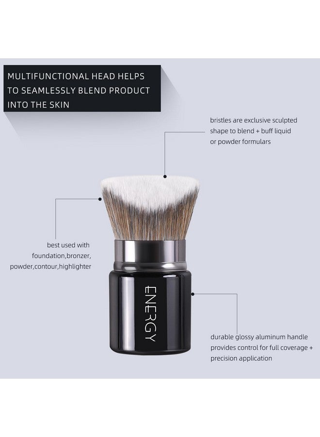 Small Kabuki Brush Angled Foundation Brush For Liquid Cream And Powders Blending Buffing Contouring Soft Vegan Fibres Face Makeup Brush With Travel Bag Black