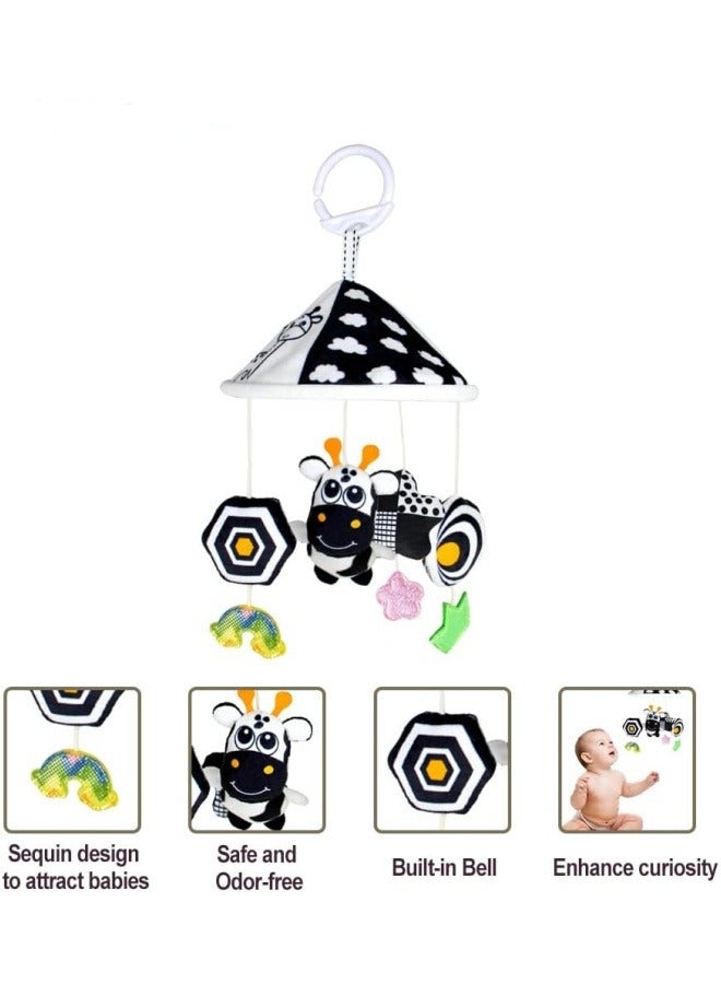 Hanging Baby Toys High Contrast Patterns for Recognition Visual Development with Rattles and Teether Suitable for Hanging on Baby Crib and Car for 0-18 Months (Deer)