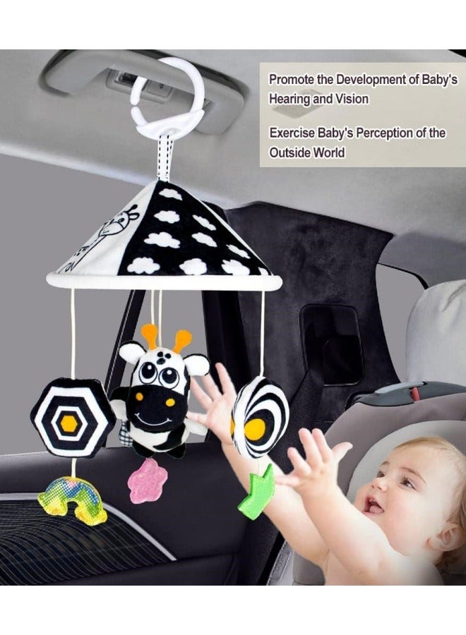Hanging Baby Toys High Contrast Patterns for Recognition Visual Development with Rattles and Teether Suitable for Hanging on Baby Crib and Car for 0-18 Months (Deer)