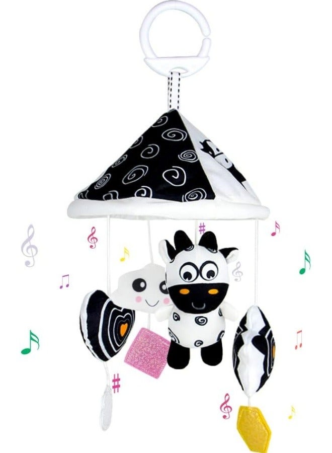 Hanging Baby Toys High Contrast Patterns for Recognition Visual Development with Rattles and Teether Suitable for Hanging on Baby Crib and Car for 0-18 Months (Cow)