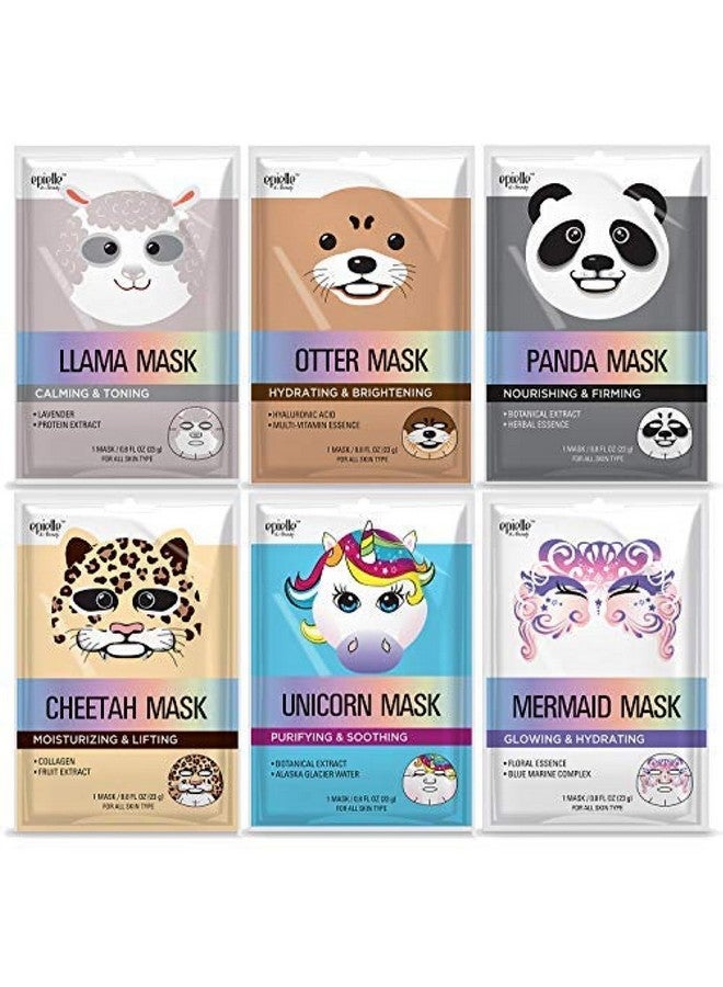 Character Sheet Masks Korean Animal Spa Mask For All Skin Types Spa Gifts For Women Birthday Party Gift For Her Kids Girls Night Skincare Party Stocking Stuffers (Assorted 6 Pk)