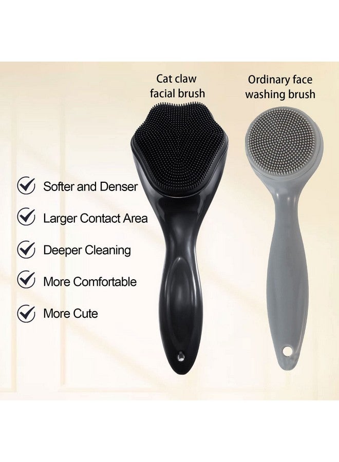 Silicone Face Scrubber Exfoliating Brush 2 Pack For Men Beomeen Manual Handheld Facial Cleansing Brush Blackhead Scrubber Soft Bristles Waterproof For Face Skincare (Black)