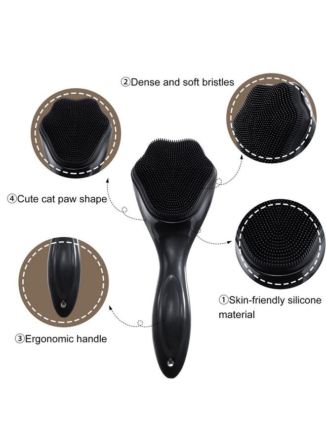 Silicone Face Scrubber Exfoliating Brush 2 Pack For Men Beomeen Manual Handheld Facial Cleansing Brush Blackhead Scrubber Soft Bristles Waterproof For Face Skincare (Black)