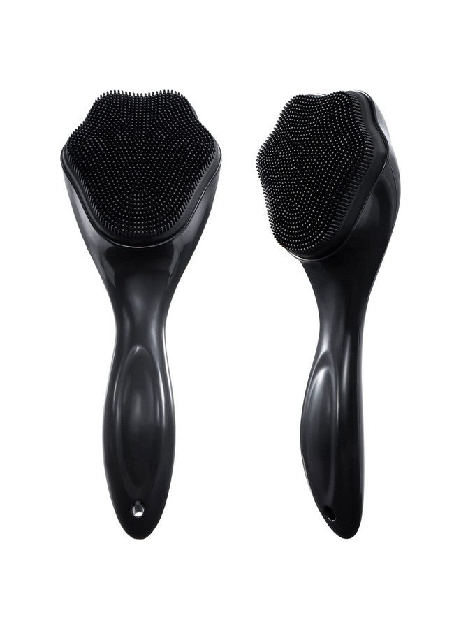 Silicone Face Scrubber Exfoliating Brush 2 Pack For Men Beomeen Manual Handheld Facial Cleansing Brush Blackhead Scrubber Soft Bristles Waterproof For Face Skincare (Black)