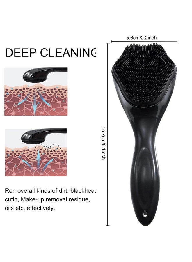 Silicone Face Scrubber Exfoliating Brush 2 Pack For Men Beomeen Manual Handheld Facial Cleansing Brush Blackhead Scrubber Soft Bristles Waterproof For Face Skincare (Black)