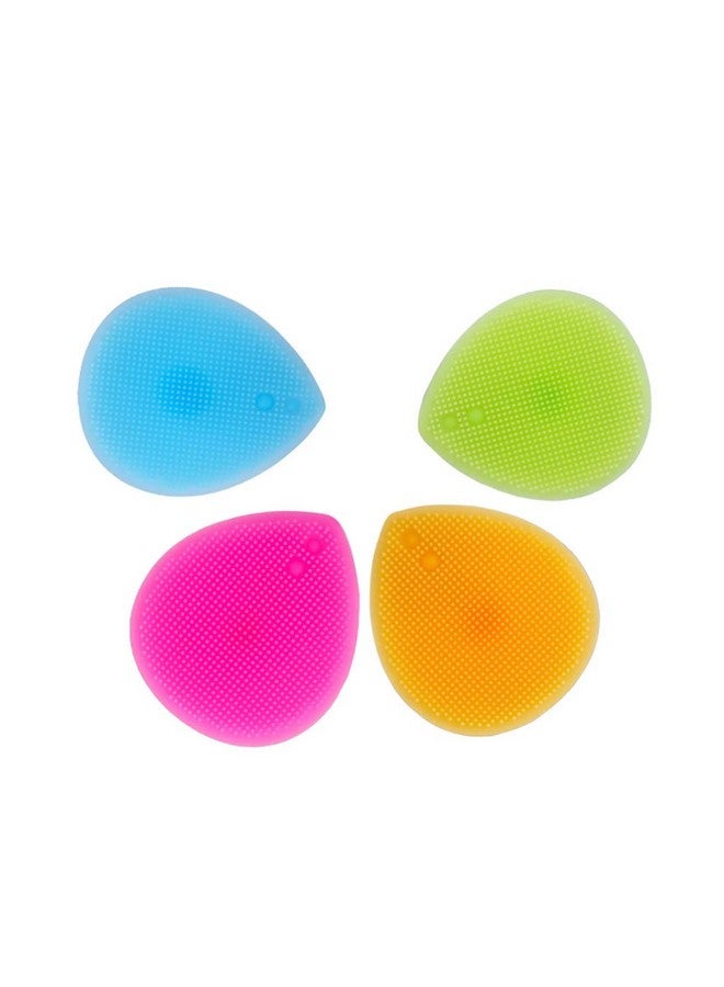 4Pcs Silicone Face Scrubbers Heart Shape Face Blackhead Cleansing Brush With Suction Cup For Pore Removing Acne Blackheads (Orangerosebluegreen)