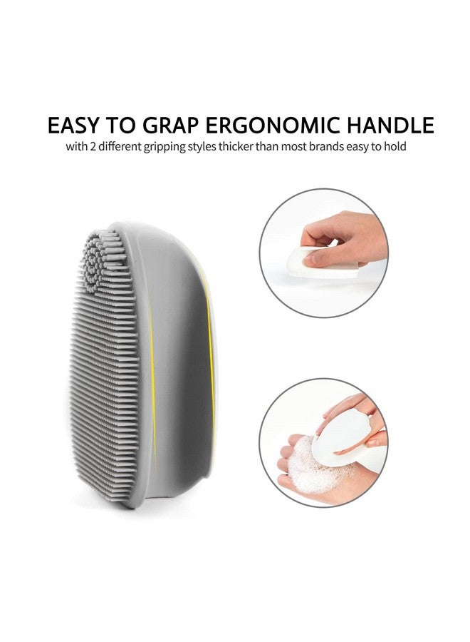Silicone Face Scrubbermanual Exfoliating Brushhandheld Facial Cleansing Brush For Women Menblackhead Removing Pore Cleansing Massaging For Sensitive Delicate Dry Skin (3Rdgrey+White)