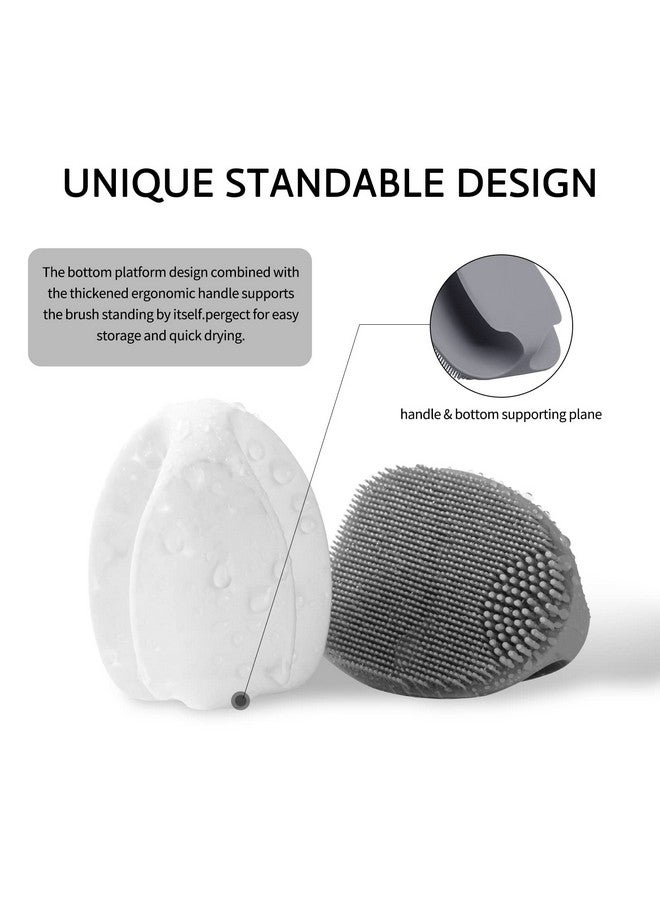Silicone Face Scrubbermanual Exfoliating Brushhandheld Facial Cleansing Brush For Women Menblackhead Removing Pore Cleansing Massaging For Sensitive Delicate Dry Skin (3Rdgrey+White)