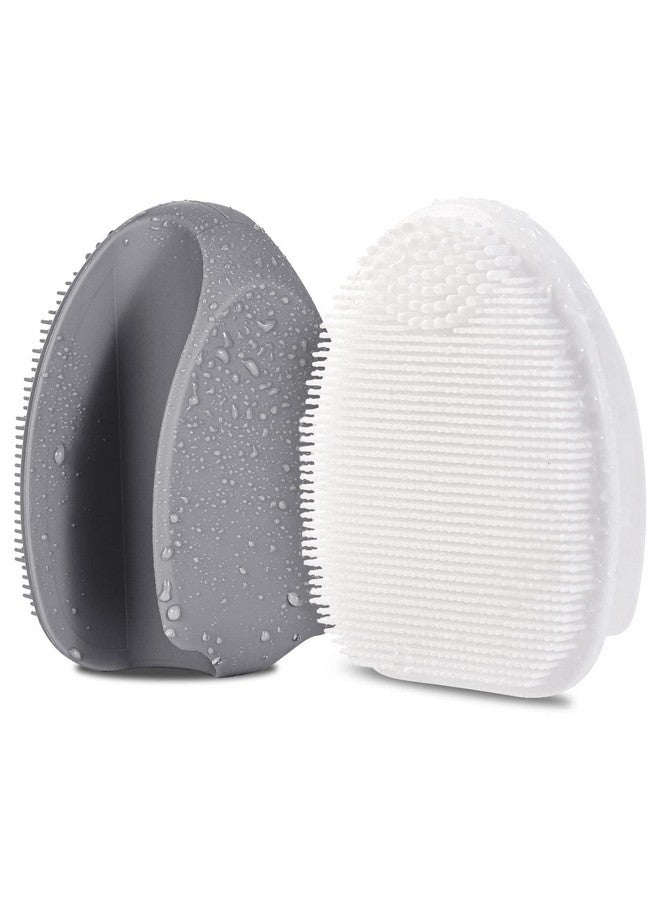 Silicone Face Scrubbermanual Exfoliating Brushhandheld Facial Cleansing Brush For Women Menblackhead Removing Pore Cleansing Massaging For Sensitive Delicate Dry Skin (3Rdgrey+White)
