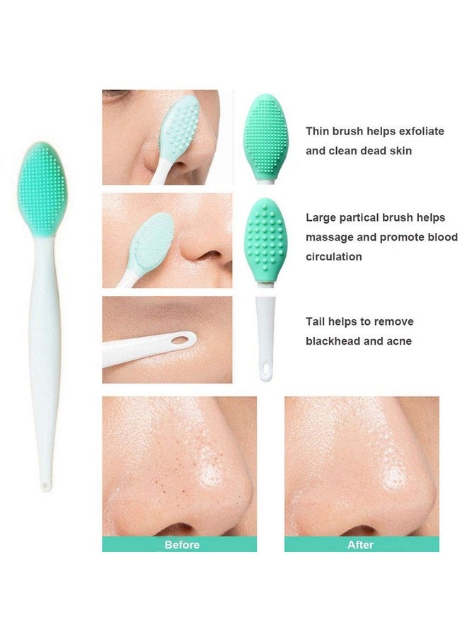 3Pcs Silicone Exfoliating Lip Brush 2 In 1 Doublesided Soft Silicone Lip Brush & And 2Pcs Silicone Facial Cleaning Brushes Pad For Smoother And Fuller Lip Appearance Cleanning Blackhead