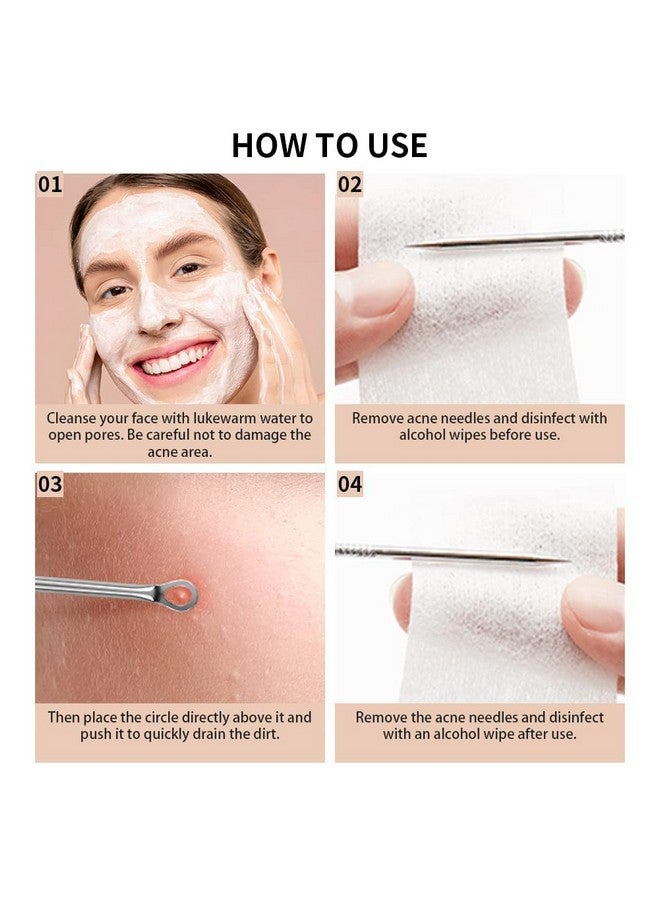 Backhead Remover 4Pcs Professional Spot Pimple Popper Tool Kit Comedone Extractor Tweezers For Remove Zit Acne With Case (Silver)
