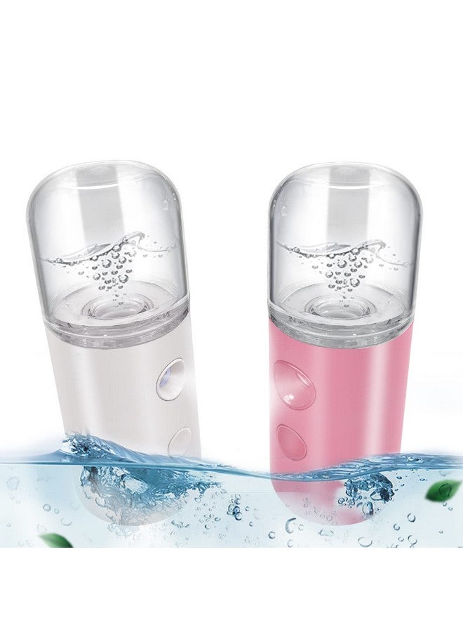 2Pack Nano Facial Mister Portable Face Mister Cool Nano Mist Sprayer For Face Hydrating Mini Handy Mister For Eyelash Extensions With 1Oz30Ml Large Capacity Screwing Water Tank (Pinkwhite)