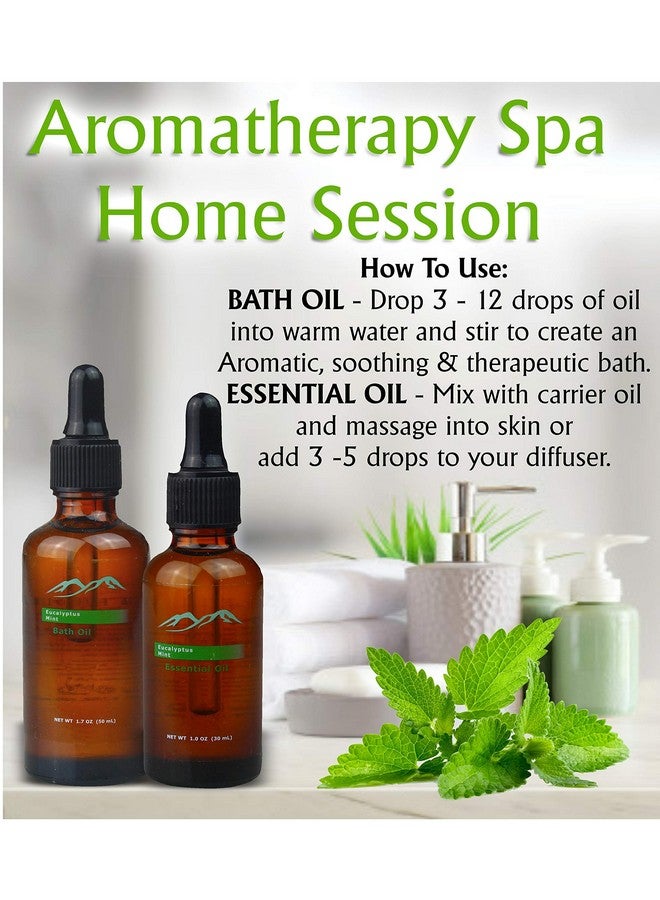 Bed Bath Body Gift Set Eucalyptus Mint Aromatherapy Spa Baskets For Men & Women. Bath & Body Spa Gift Baskets For Relaxation Best Dads Gift Baskets For Fathers Husband Friends