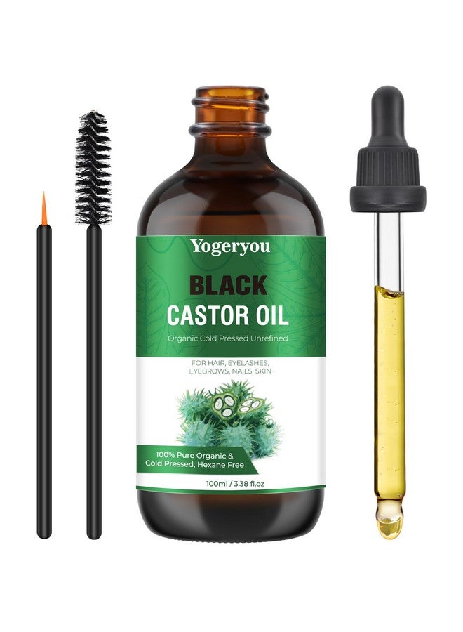 Jamaican Organic Black Castor Oil (3.38Oz)100% Pure Cold Pressed Castor Oil For Hair Growthbodyfaceskin Careunrefined Hexane Free Glass Bottle Eyebrow Eyelash Growth Serum To Grow Lashes