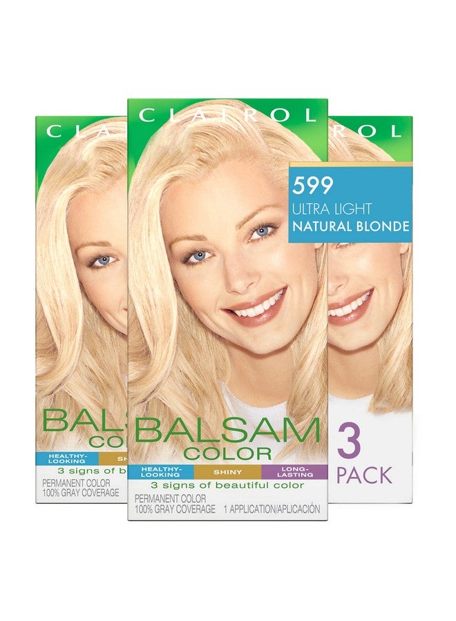 Balsam Permanent Hair Dye 599 Ultra Light Natural Blonde Hair Color Pack Of 3
