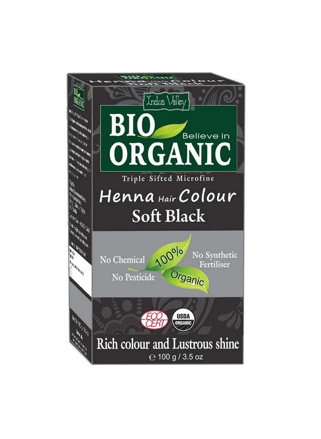 Bio Organic Natural Henna Hair Color Soft Black 100Gm 100% Gray Hair Coverage And Long Lasting Hair Dye Vegan And Crueltyfree