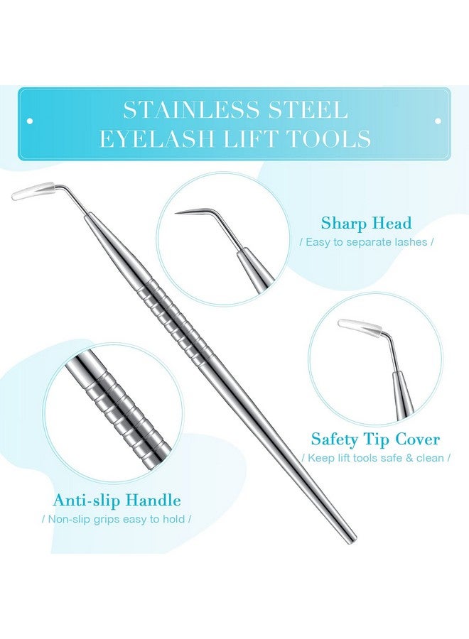 2 Pieces Eyelash Lift Tool Lash Separator Tool Stainless Steel Lash Lifting Perm Tool Lash Eyelash Perm Applicator Eyelash Extensions Supplies For Eyelash Lifting And Separating (Silver)