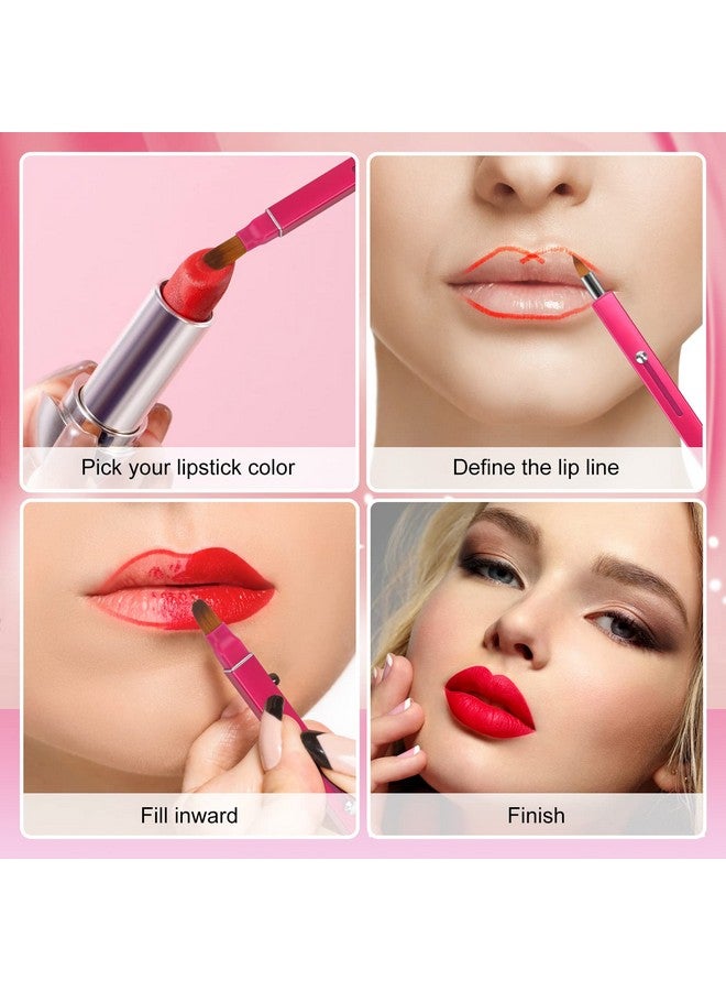 Retractable Lip Brush For Lipstick 2 Pieces Doubleended Lip Applicator With Cap Portable Lip Liner Brush Lip Gloss Eyeshadow Smudge Concealer Brush (Blackrose Red)