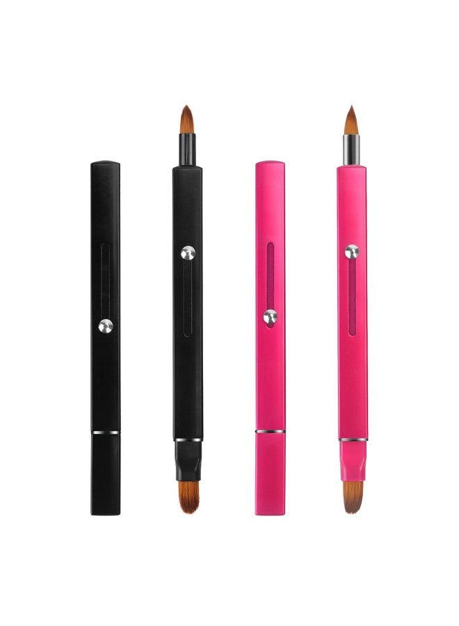Retractable Lip Brush For Lipstick 2 Pieces Doubleended Lip Applicator With Cap Portable Lip Liner Brush Lip Gloss Eyeshadow Smudge Concealer Brush (Blackrose Red)