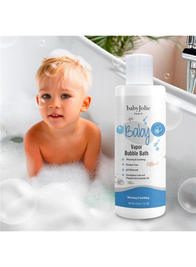 Vapor Bubble Bath Baby & Kids Bathing Aromatherapy For Stuffy Nose And Cough Relief Made With Eucalyptus And Peppermint Extract Natural Essential Oils 7.5 Oz