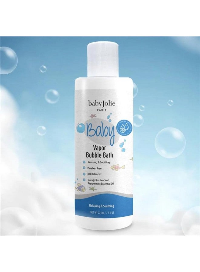 Vapor Bubble Bath Baby & Kids Bathing Aromatherapy For Stuffy Nose And Cough Relief Made With Eucalyptus And Peppermint Extract Natural Essential Oils 7.5 Oz