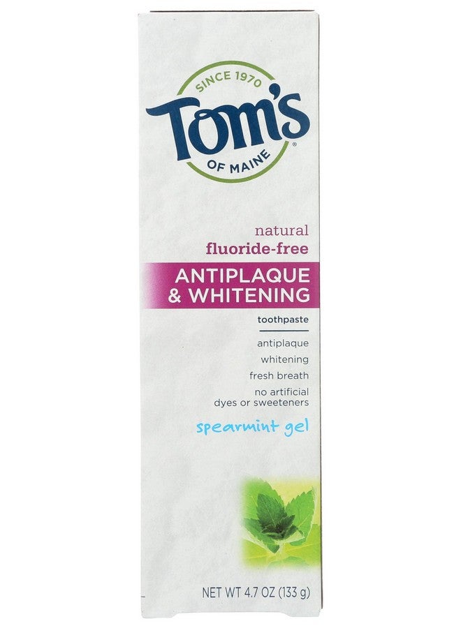 Fluoride Free Antiplaque & Whitening Toothpastespearmint Gel 4.7 Ounce