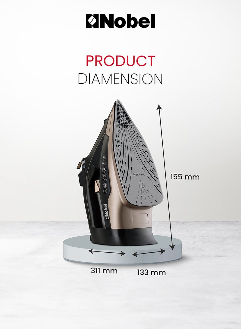 Steam Iron, Dry Ironing, Spray & Steam, 320ml Ceramic Sole Plate, Self-Cleaning, Powerful Burst & Vertical Steam, Adjustable Control, 360° Swivel Cord, Overheat Safety 320 ml 2400 W NSI35 Black