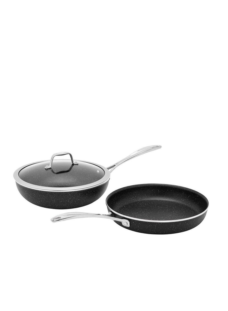 3-Piece Capri Notte Frypan and Wok Set With Granitium Non-stick Coating And 1 Lid