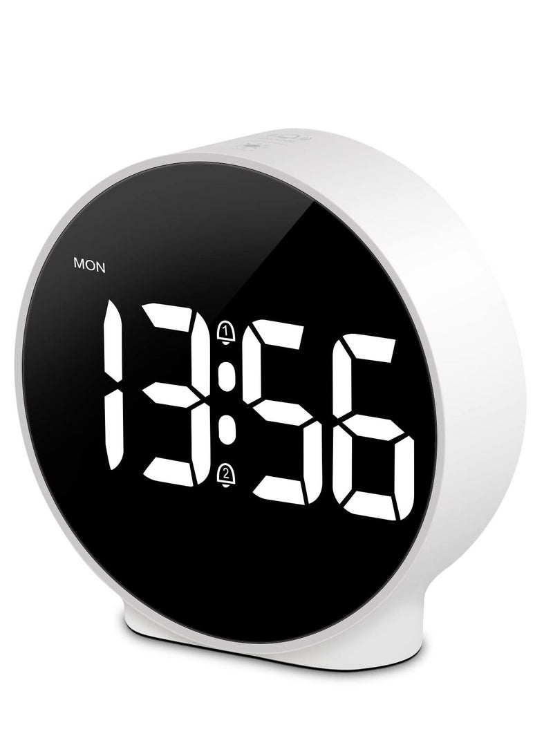 Small Digital Alarm Clock, HD LED Display Desk Travel Electronic Clock Dual Alarm, 3 Adjustable Brightness, for Bedroom, Office, Table, Black (No Battery＆Adapter)